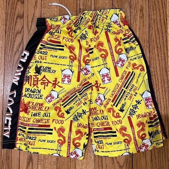 Flow society Chinese takeout logo shorts size kids medium - Picture 2 of 3